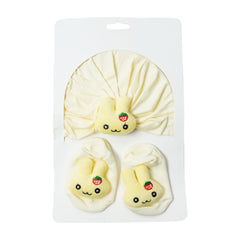 BABY COTTON CAP WITH 1 PAIR BOOTIES SET MDW-23 CHI TX44 Default Title - MamasJan KidsWear