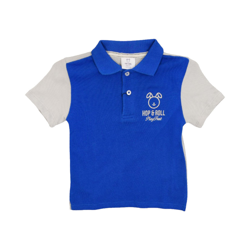 BOYS L/S POLO T-SHIRT HOP & ROLL ROYAL BLUE MZW-23 2-3 YEAR Default Title - MamasJan KidsWear