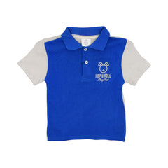 BOYS L/S POLO T-SHIRT HOP & ROLL ROYAL BLUE MZW-23 2-3 YEAR Default Title - MamasJan KidsWear