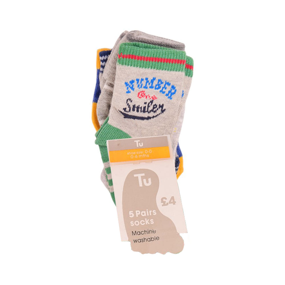 BOYS SOCKS 5PC PACK MDW-23 0-6M Default Title - MamasJan KidsWear