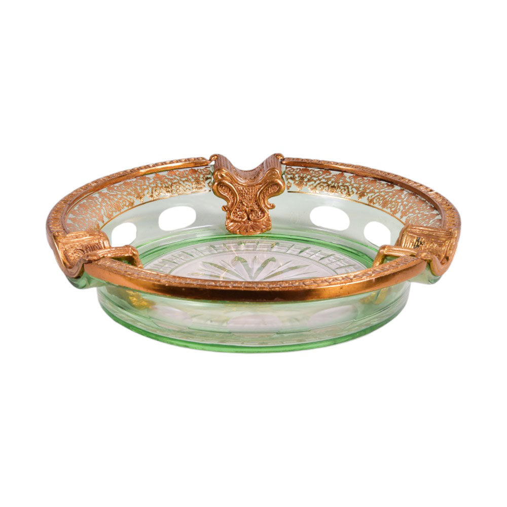 ASHTRAY CRYSTAL BRASS IR H-P09-5007 J306-558-2 Default Title - MamasJan Decoration