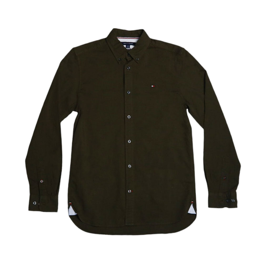 TH MEN L/S BUTTON DOWN SHIRT 78J8433-701 GRN L (IR.W) M - MamasJan Mens wear sale