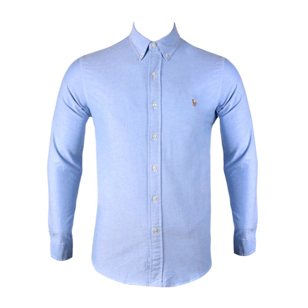RL MEN L/S B-DOWN SHIRT 702002 BLU L (IR.S) S - MamasJan mens wear