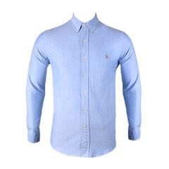 RL MEN L/S B-DOWN SHIRT 702002 BLU L (IR.S) S - MamasJan mens wear