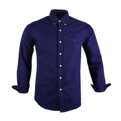 RL MEN L/S B-DOWN SHIRT 232022 NVY L (IR.S) L - MamasJan mens wear