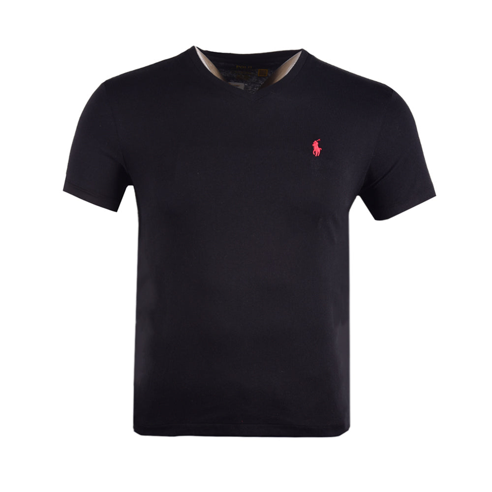RL MEN S/S V.NECK SHIRT 518002 BLK L (IR.S) S - MamasJan mens wear