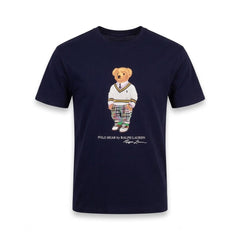 RL MEN BEAR S/S R.NECK SHIRT 106003 NVY S (IR.S) Default Title - MamasJan mens wear