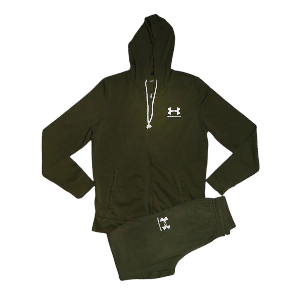 UA MEN L/S TERRY ZIPPER HOODIE 1370409-390 D-GRN XL (IRW) L - MamasJan mens wear