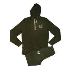 UA MEN L/S TERRY ZIPPER HOODIE 1370409-390 D-GRN XL (IRW) L - MamasJan mens wear