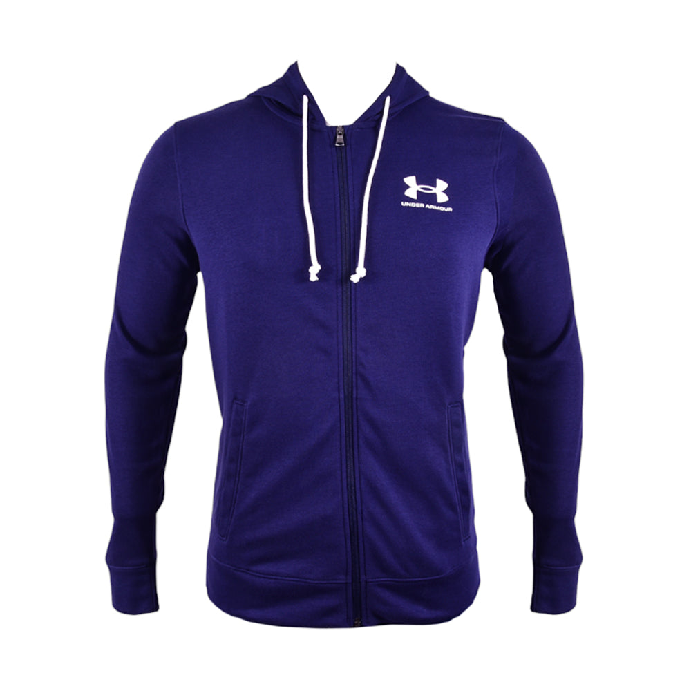 UA MEN L/S TERRY ZIPPER HOODIE 1370409-410 NVY L (IRW) XL - MamasJan mens wear
