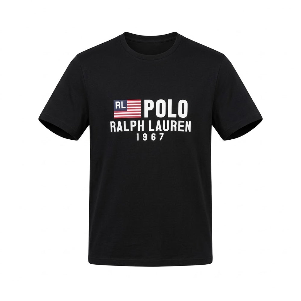 RL MEN S/S R.NECK SHIRT 972025 BLK L (IRS) Default Title - MamasJan mens wear