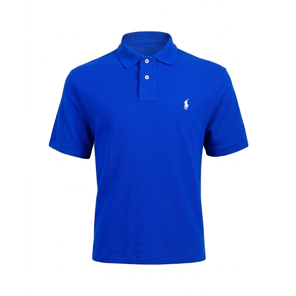 RL MEN S/S POLO SHIRT 752103 BLU L (IRS) Default Title - MamasJan mens wear