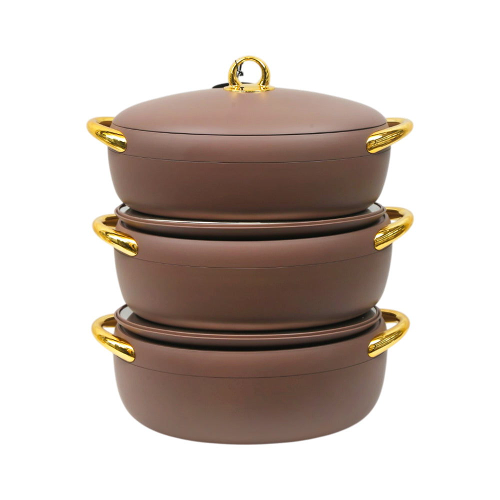 HOT POT SET 3PC FOREVER GOLD EC915 COFFEE Default Title - MamasJan Crockery