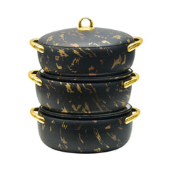 HOT POT SET 3PC FOREVER GOLD EC915T MARBLE BLACK Default Title - MamasJan Crockery