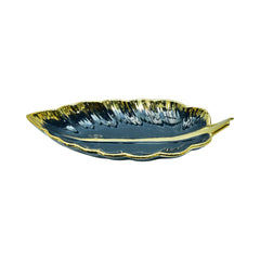 DISH PORCELAIN LEAF BLUE YLG0191-B Default Title - MamasJan Crockery