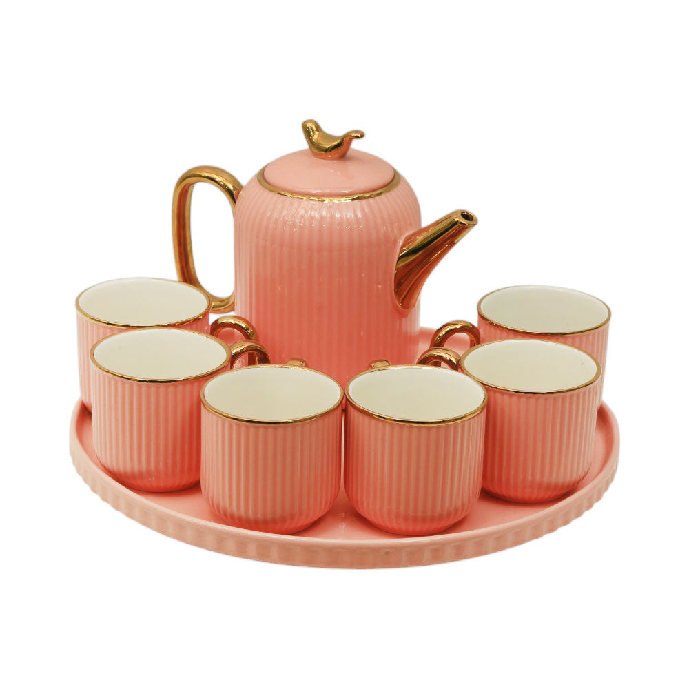 COFFEE SET 9PC CERAMIC REVOLVING 41-9 PINK Default Title - MamasJan Crockery