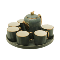 COFFEE SET 9PC CERAMIC REVOLVING 41-8 GREY Default Title - MamasJan Crockery