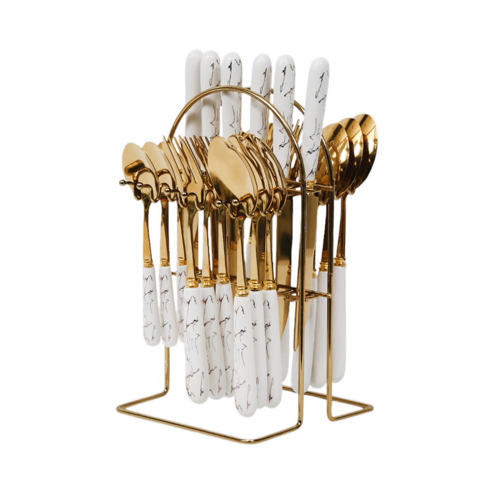CUTLERY SET 24PC CERAMIC WHITE AE Default Title - MamasJan Crockery