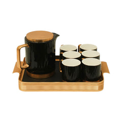 COFFEE SET 9PC CERAMIC METAL AM3667-S8 BLACK AAK Default Title - MamasJan Crockery