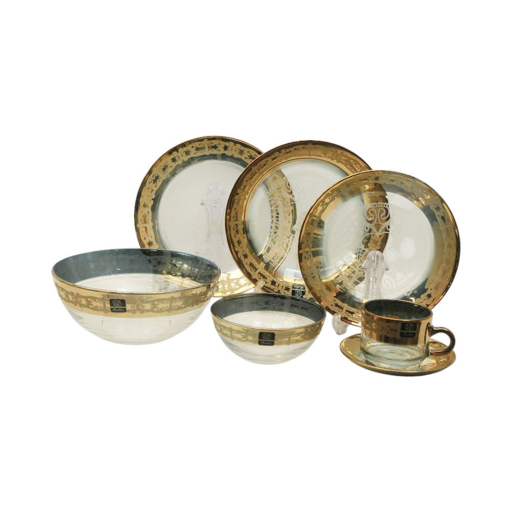 DINNER SET 38PC PSB HOME & TABLE CUTTING GOLD DSG-HGA23 Default Title - MamasJan Crockery