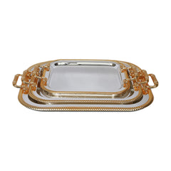 TRAY SET 3PC STEEL GOLDEN/SILVER 2-5 MKT Default Title - MamasJan Crockery