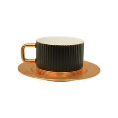 CUP & SAUCER SET 6PC PORCELAIN BLACK 5-8 MKT Default Title - MamasJan Crockery