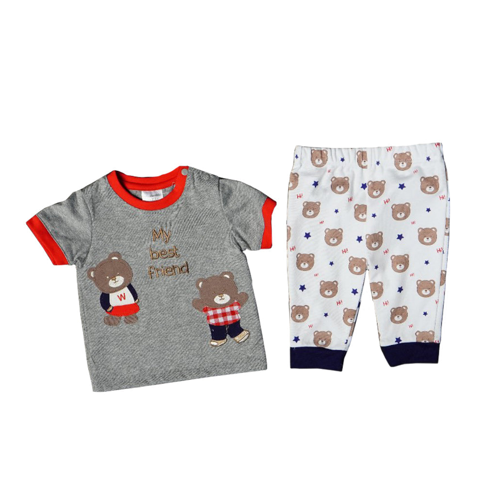 BOYS S/S 2 PCS PACK PAJAMA SUIT 3-6 M MZS-24 2175 Default Title - MamasJan KidsWear