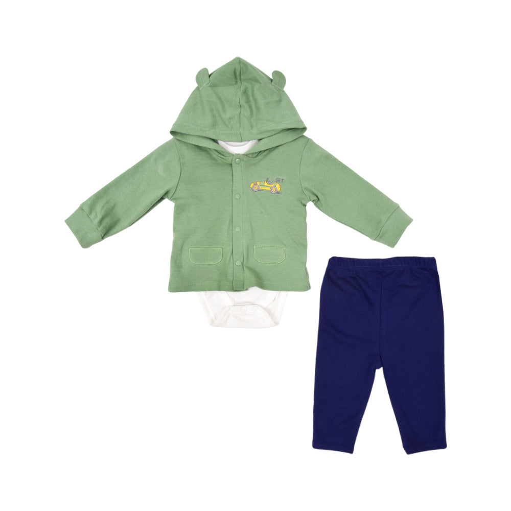 BOYS L/S 3PC PAJAMA SUIT HOODED MZW-24 6-9M 239-008 THAI Default Title - MamasJan KidsWear