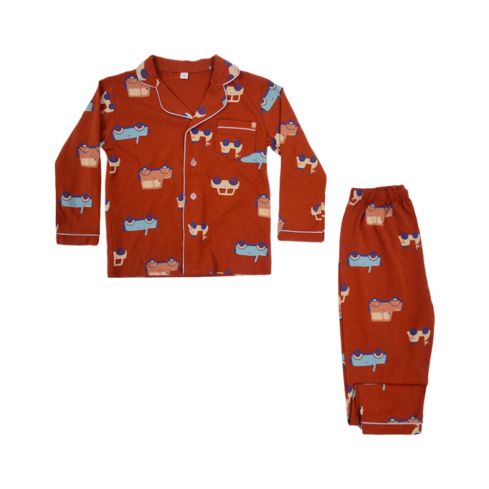 BOYS L/S 2PC SLEEPING SUIT F/O MZW-24 5-6 YEAR NO13 Default Title - MamasJan KidsWear