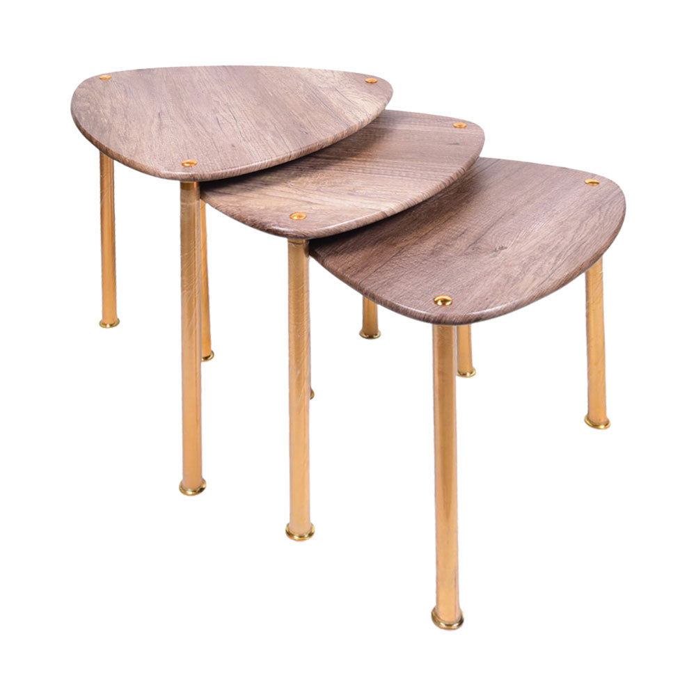 TABLE SET 3PC KHAKI GREY GOLDEN 041 Default Title - MamasJan Household