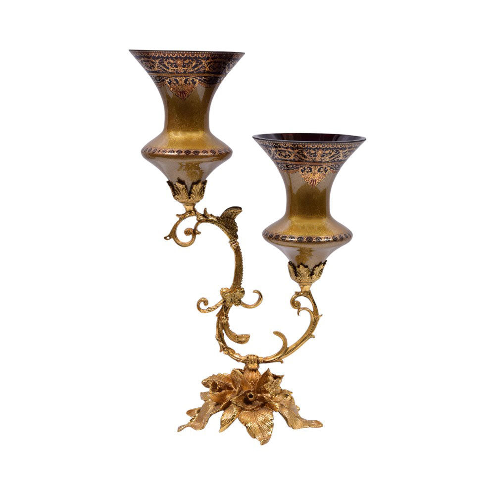 CANDLE STAND CRYSTAL BRESS IR H-C50-6037 PA102RG-C63 Default Title - MamasJan Decoration