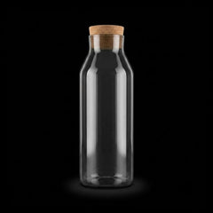 WATER BOTTLE GLASS CORK 1000 ML SMOKE 0989 Default Title - MamasJan Crockery