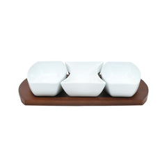 BOWL SAUCE SET 3PC WITH BAMBOO TRAY ONE MORE IR S1622-1 Default Title - MamasJan Crockery