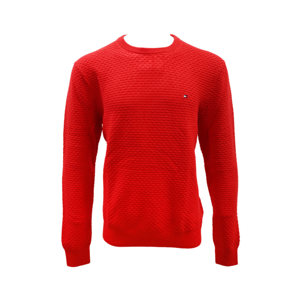 TH MEN L/S R-NECK SWEATER MW37899-600 RED L (IRW) Default Title - MamasJan mens wear