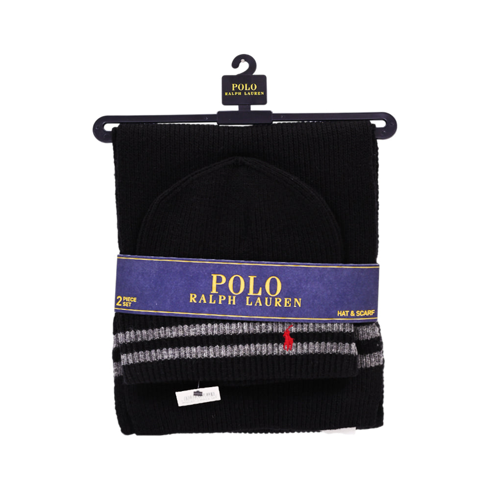 RL BEANIE /SCARF SET PP0187 BLK (IRW) Default Title - MamasJan mens wear