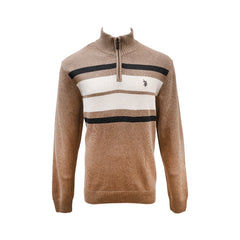 US POLO MEN L/S H-ZIPPER SWEATER 335018 SKN M (IRW) M - MamasJan mens wear