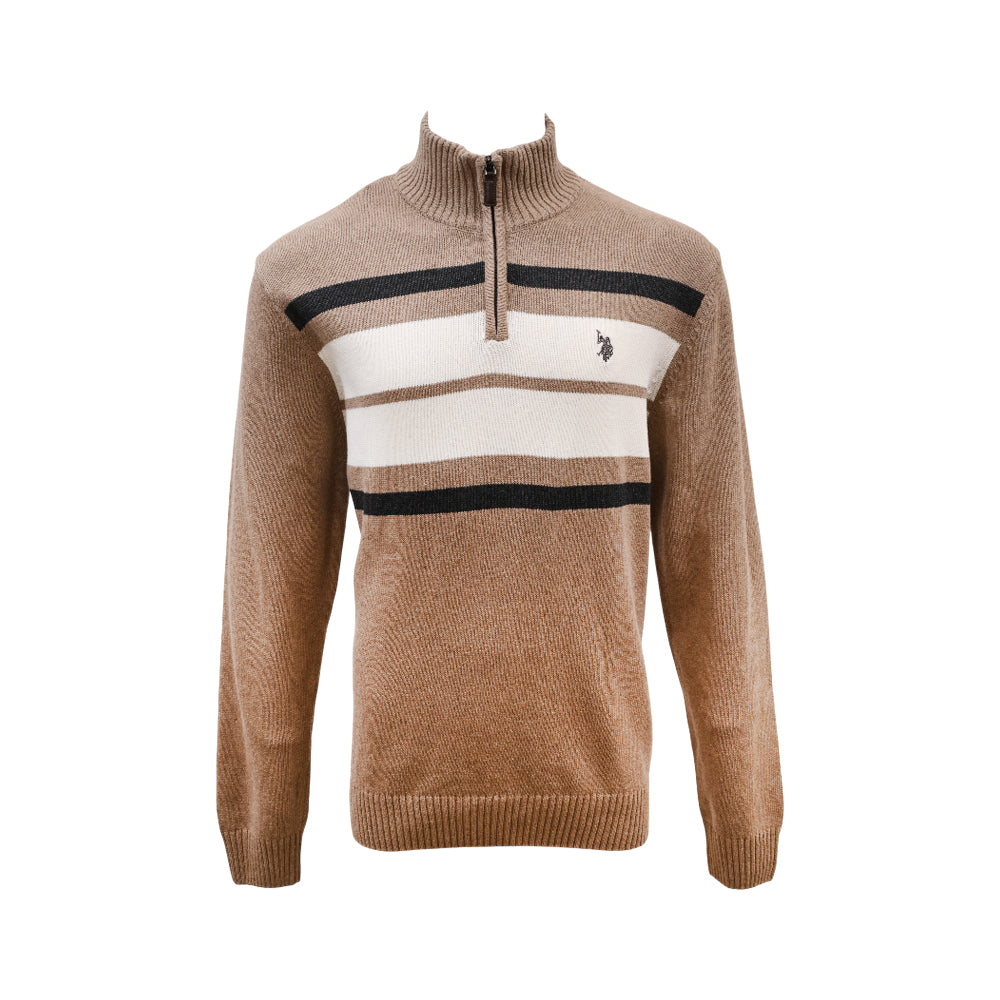 US POLO MEN L/S H-ZIPPER SWEATER 335018 SKN L (IRW) Default Title - MamasJan mens wear