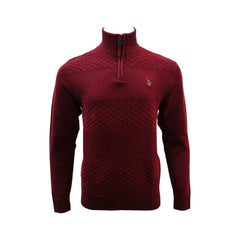 US POLO L/S H-ZIPPER SWEATER 5S2025 MRN M (IRW) XXL - MamasJan mens wear