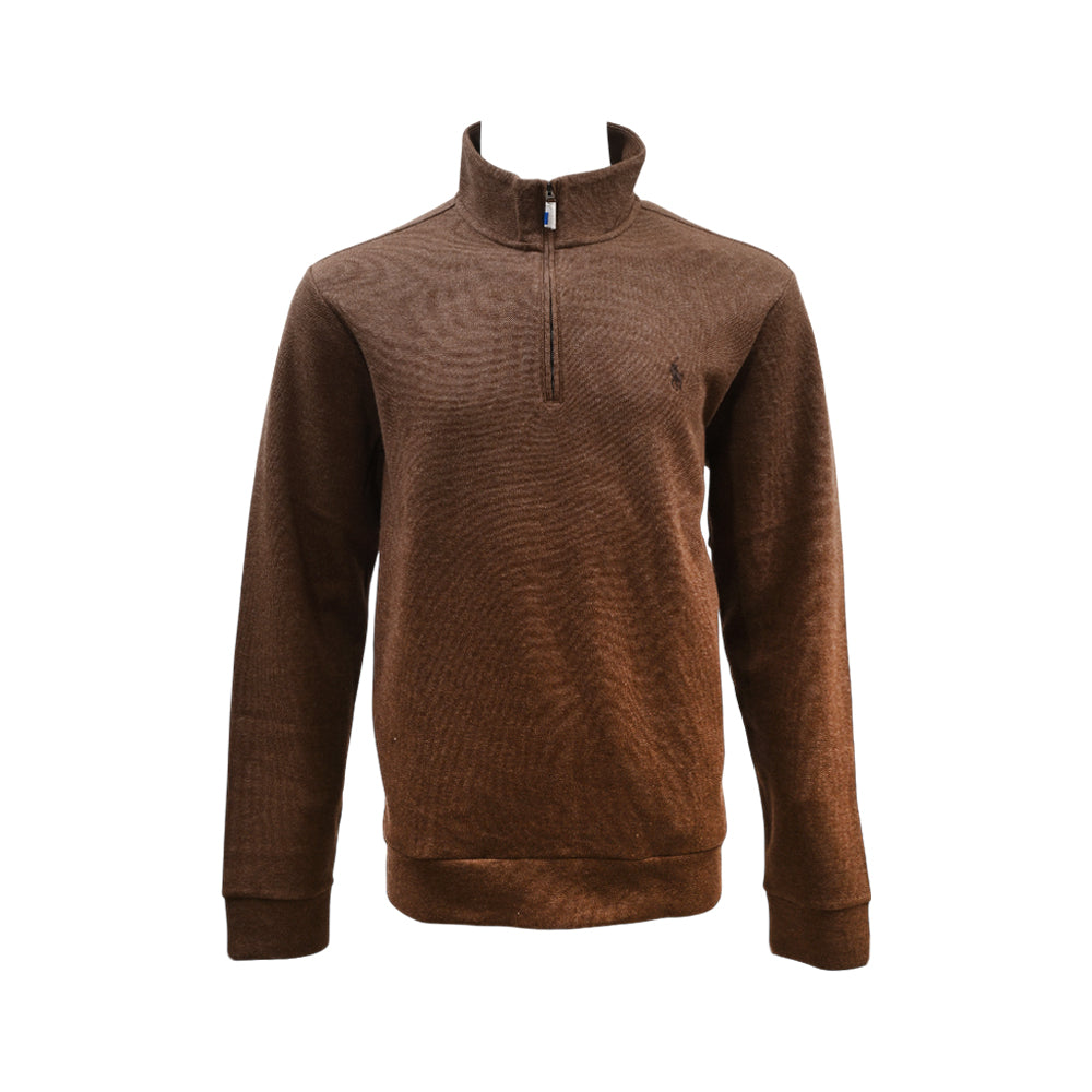 RL MEN L/S H-ZIPPER SWEATER 534005 BRN M (IRW) S - MamasJan mens wear