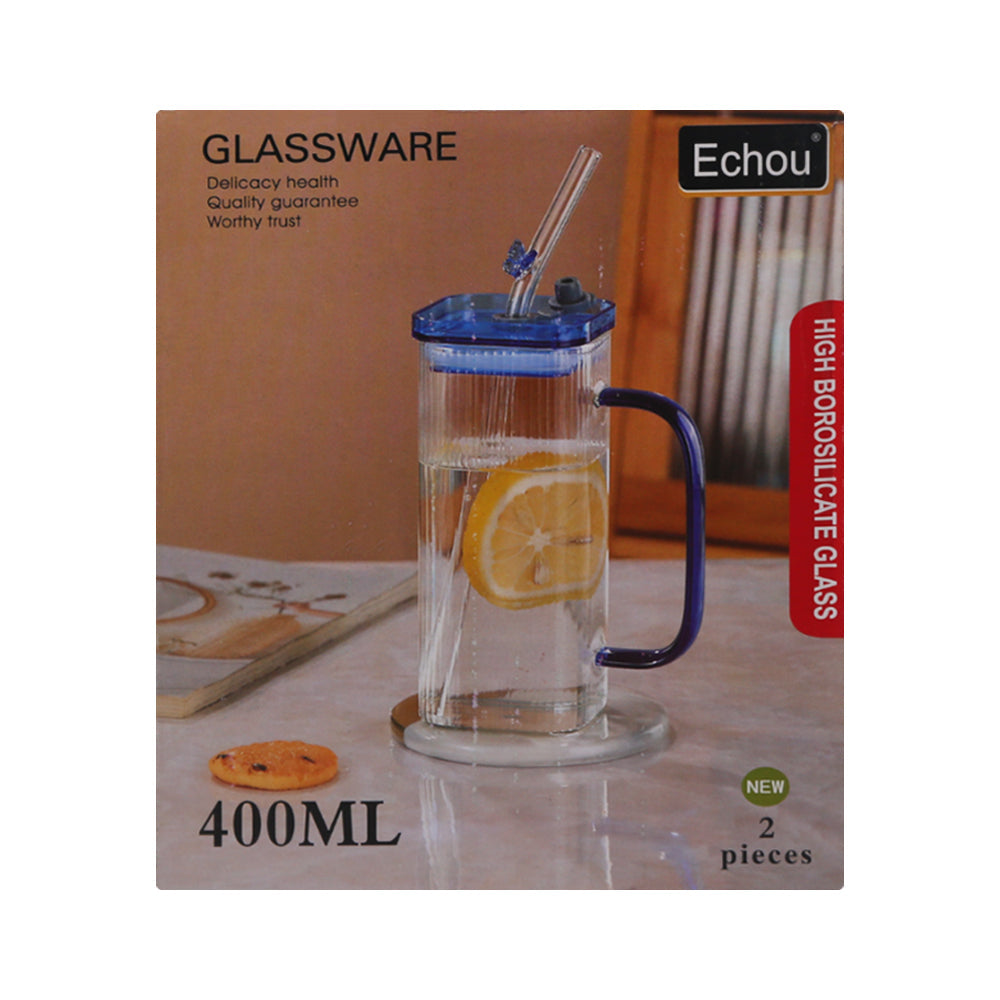 MUG WITH STRAW SET 2PC ECHOU SPB70-L2-BB Default Title - MamasJan Crockery