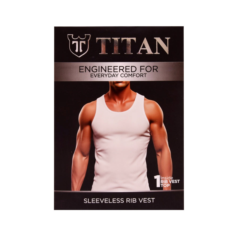 TITAN VEST SANDO RIBBED WHITE T11-06 XL P1 Default Title - MamasJan mens wear