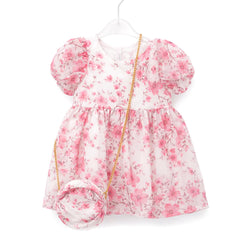 GIRLS CAP SLV FANCY FROCK W-PURSE L-PNK IR-25 12-18M VA542 Default Title - MamasJan KidsWear