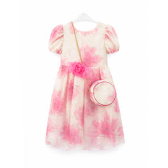 GIRLS S/S FANCY FROCK W-PURSE PEACH IR-25 9-10YEAR VA520 Default Title - MamasJan KidsWear