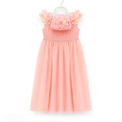 GIRLS S/L FANCY FROCK W-PURSE PNK IR-25 5-6YEAR JM1223 Default Title - MamasJan KidsWear