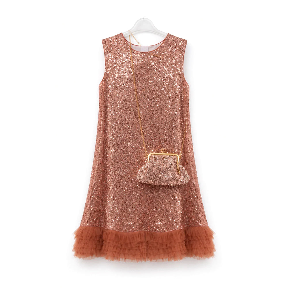 GIRLS S/L FANCY FROCK W-PURSE OFF WHT IR-25 12-18M VA1336 6-7 Year - MamasJan KidsWear