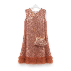 GIRLS S/L FANCY FROCK W-PURSE OFF WHT IR-25 12-18M VA1336 6-7 Year - MamasJan KidsWear
