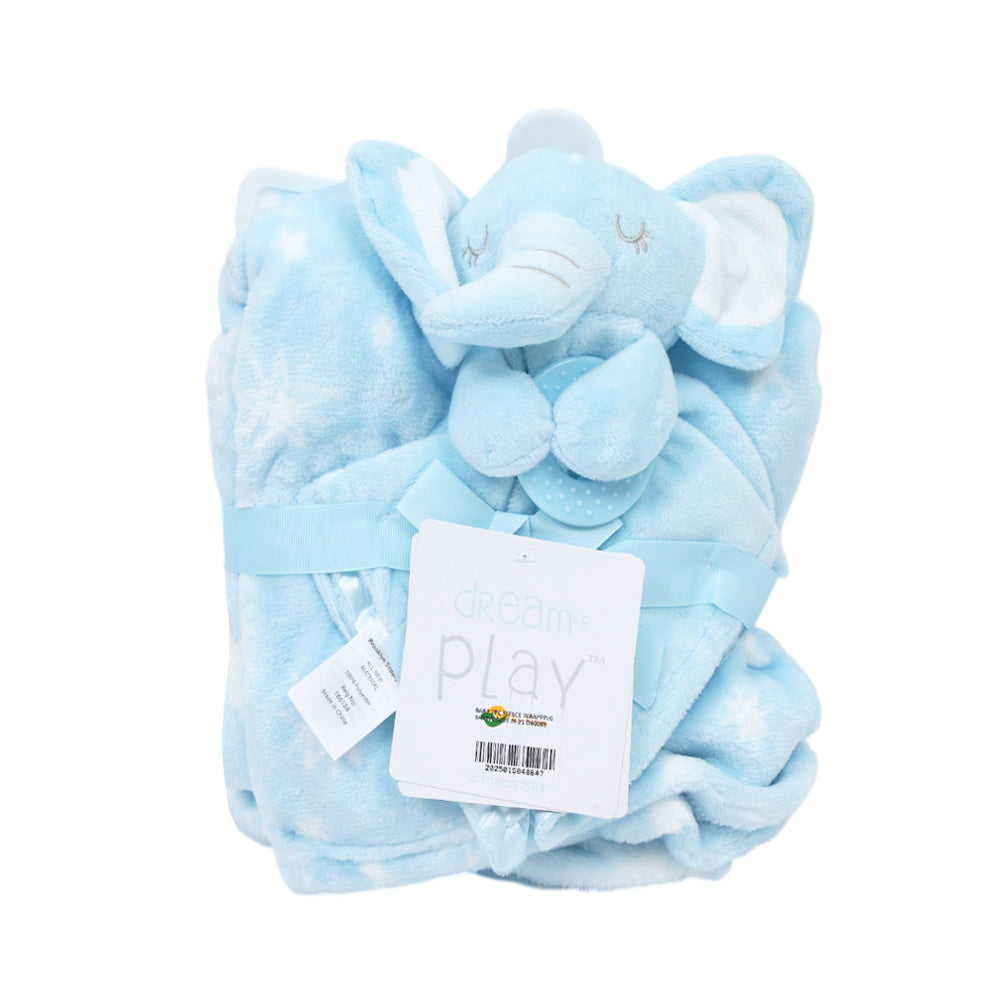 BABY 2PC FLEECE WRAPPING SHAWL BLUE IR-25 D60083 Default Title - MamasJan KidsWear