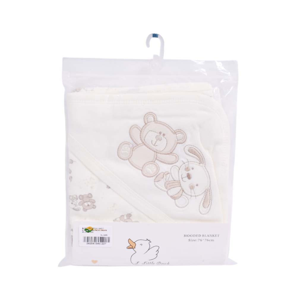 BABY WRAPPING SHEET HOODED 76X76CM CREAM IR-25 BK-005 Default Title - MamasJan KidsWear