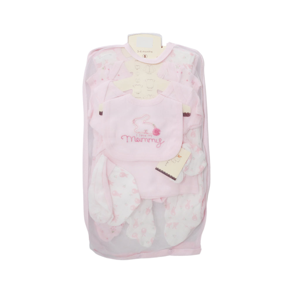 BABY 8PC GIFT SET HANGER PINK IR-25 3-6M S-8314 Default Title - MamasJan KidsWear