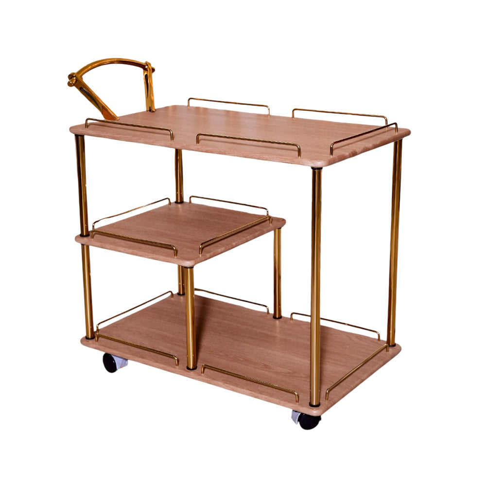 TEA TROLLEY 3 SHELF NEW STATE-908 TEXTURE WOOD E-08 Default Title - MamasJan Household